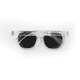 Clear polarised sunglasses with dark lenses and a modern design, featuring a logo on the frame.