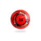 A red promotional soccer ball featuring a 32-panel design and a logo, ideal for leisure and outdoor activities.