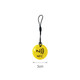 A yellow NFC epoxy round tag with a black logo and attached strap, measuring 3 cm in diameter.