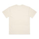 A plain cream T-shirt featuring short sleeves and a crew neck, with no visible design on the back.