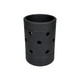 A drink bottle holder made of black EVA material with various holes for insulation and grip. It features a simple design.