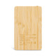 A bamboo-textured power bank with a logo, featuring a slim rectangular design in natural colour.
