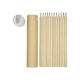 Coloured pencils in various shades, alongside a sharpener, packaged in a cylindrical tube.