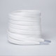 A set of white shoelaces with grey tips, neatly coiled together. The shoelaces have a textured appearance.