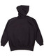 A black kids' fleece hoodie with a hood and raglan sleeves, featuring a plain back and ribbed cuffs.