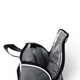 A grey picnic backpack with a zippered opening, featuring an insulated interior for food and drinks.