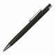 A metal pen in olive green with a silver clip and tip, featuring a logo on its body.