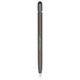 A metal pen in a sleek dark grey colour, featuring a smooth design and a branding logo on the side.