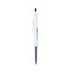 A white plastic pen with a black ink cartridge and a clip, featuring a logo on the side.