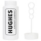 A white bottle of Miracle Bubbles with a bubble wand attached, featuring a logo on the front.