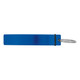 A drink bottle opener in blue, featuring a simple design with a silver keyring attachment.