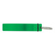 A green drink bottle opener with a metal ring for easy attachment. It has a simple, sleek design.