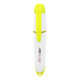 A highlighter in white and bright yellow with a clip and branding on the side.