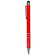 A red stylus pen with a chrome finish and a clip, featuring a tactile tip for touchscreens.