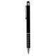 A sleek black stylus pen with silver detailing and a clip. Features a rubber tip for touchscreen use.