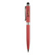 A red Canterbury stylus pen with a clip and a black stylus tip, featuring a logo on the barrel.