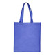 A large blue shopping tote bag with gusset and long, flat handles; features a logo.