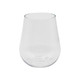 A clear, stemless shatterproof white wine glass with a rounded design and no branding visible.