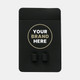 A black silicone phone wallet featuring two slots and a branding area.