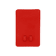 A red silicone phone wallet featuring a smooth surface and two small attachments.