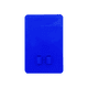 A blue silicone phone wallet featuring two slots for cards, with a smooth, minimalist design and no visible branding.