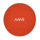 An orange silicone frisbee featuring a logo in the centre. Suitable for outdoor play and recreational activities.