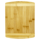 A bamboo cutting board with a smooth, light brown surface and rounded edges, featuring a subtle grain pattern.