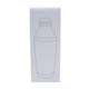 A drink bottle in a sleek design, featuring a silver body and a white outline in packaging with a logo.