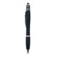 A black Spinner Fidget Pen features a sleek design with a stylus tip and a branded cap.