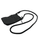 A black ripstop water-resistant pouch with a detachable strap for carrying, featuring zippers and a logo.