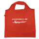 A red recycled PET bag with a single handle and a logo, prominently featuring the word "Spyder."