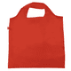 A red recycled PET bag with a handle and a branding logo.