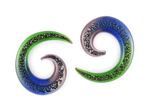 Pair Dichroic Pyrex Glass Spiral