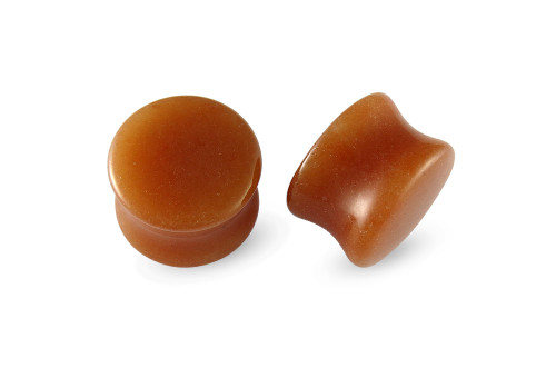 Pair Orange Aventurine Stone Plugs