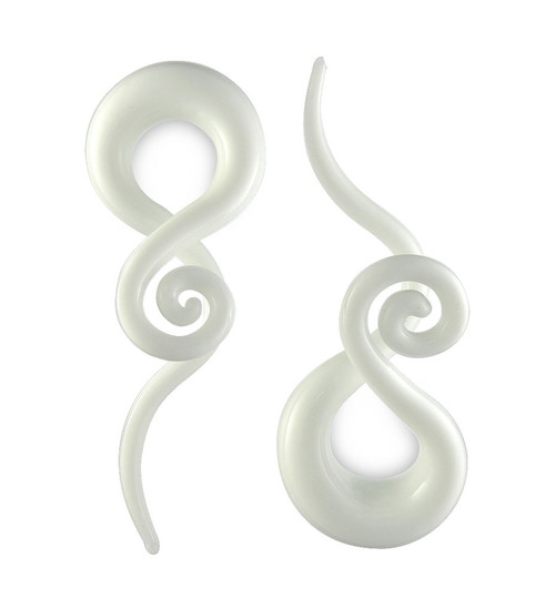 Pair White Curls and Loops Glass Hanger