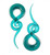 Pair Teal Green Curls and Loops Glass Hanger