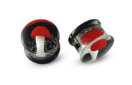 Pair Red Mushroom Glow In The Dark Glass Plugs 