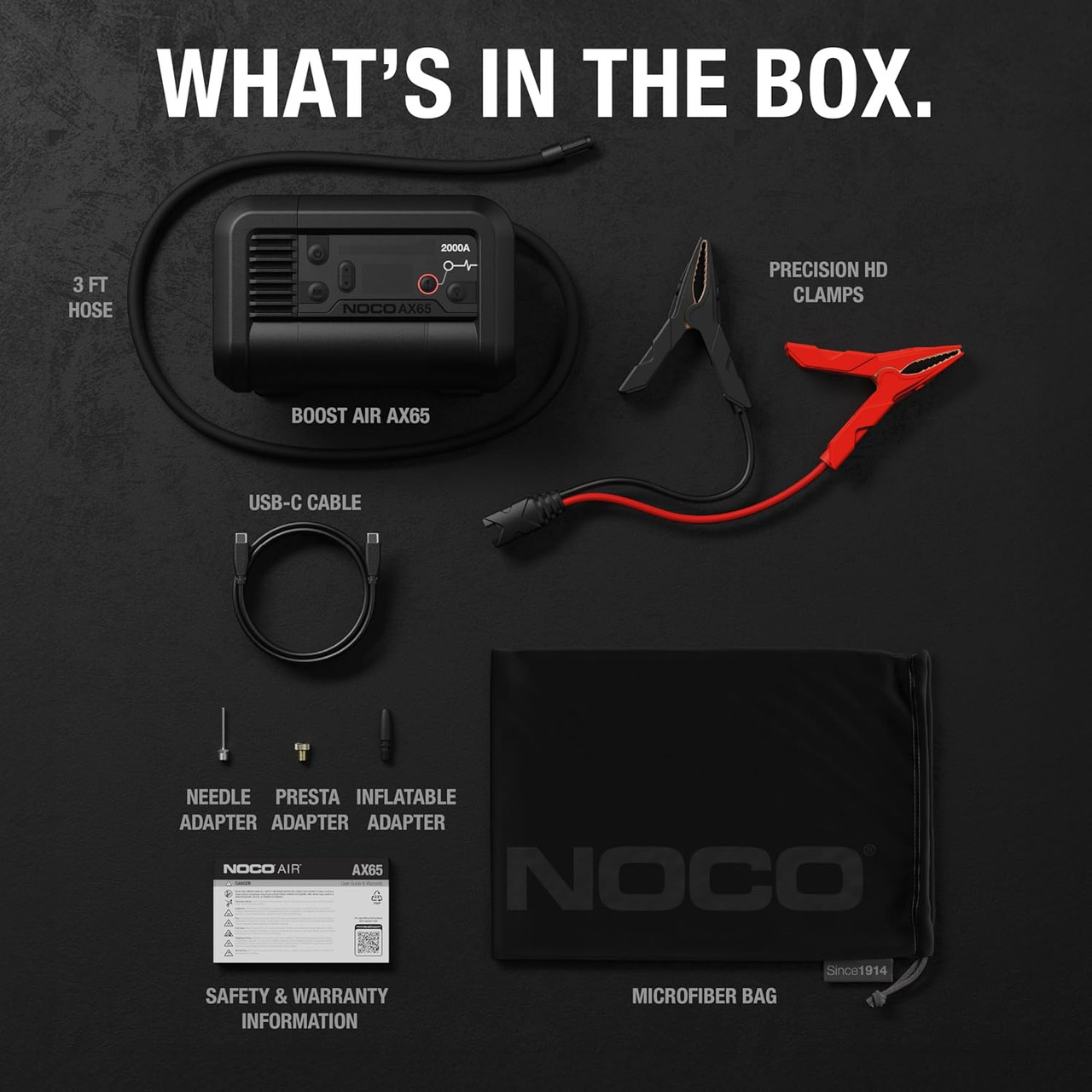 NOCO AX65 Portable Air Compressor & 2000A Jump Starter Kit