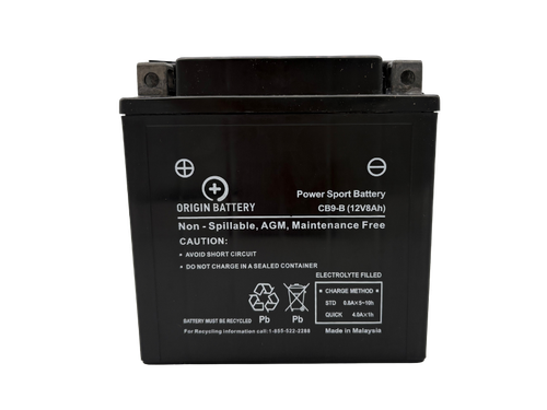 XT9-B Compatible Battery Replacement - Origin CB9-B 12V 8Ah AGM battery, front