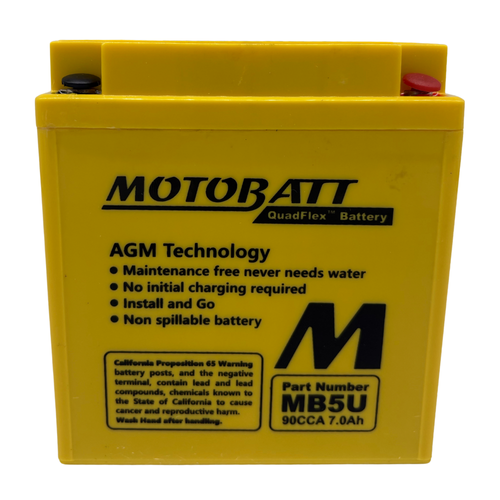Motobatt 12V 7AH Battery | 90CCA AGM | MB5U