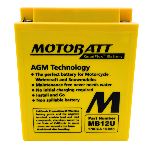 Motobatt 12V 15AH Battery | 160CCA AGM | MB12U