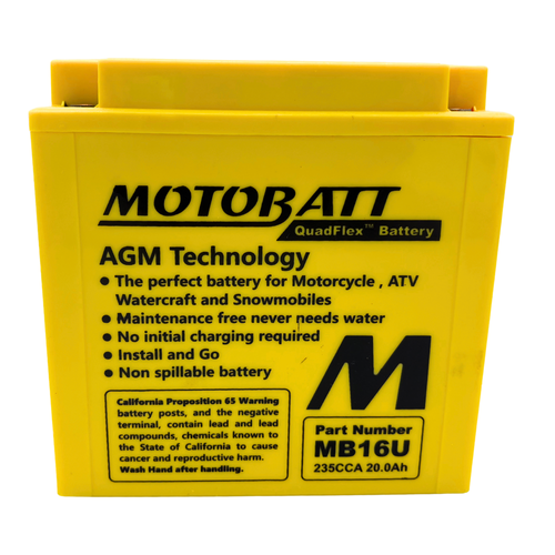 Motobatt 12V 20AH Battery | 250CCA AGM | MB16U