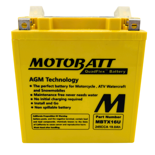 Motobatt 12V 19AH Battery | 270CCA AGM | MBTX16U