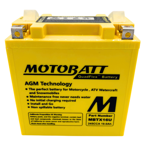 Motobatt 12V 19AH Battery | 270CCA AGM | MBTX16U
