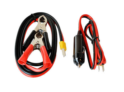 Included battery clamp and 12V plug adapter cables for the PST-300-12