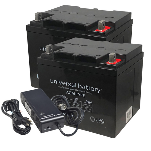 Wheelchair AGM Battery and Charger Replacement Kit