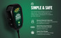 Battery Tender Junior 021-0123 infographic: simple and safe, reverse polarity protection, quick disconnect harness and spark-proof design