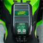 Studio photo of the Battery Tender 2-Bank 12V 1.25A charger and its two output leads