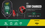 Battery Tender Junior 022-0199-DL-WH infographic (earlier 800 mA housing): stay charged, lead-acid, AGM, gel and LiFePO4; charges mower, dirt bike, motorcycle and ATV, maintains car