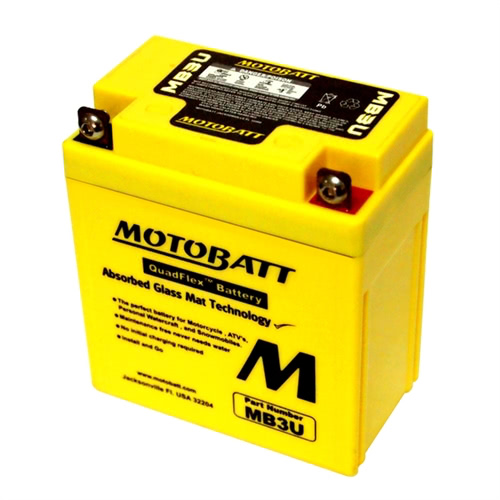 MotoBatt MB3U 12V AGM Motorcycle Battery - GS CB3L-B Replacement 3Ah 50CCA